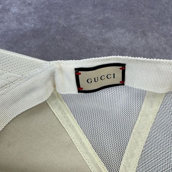 Gucci Embossed Mesh Gg Cream Cap Hat Medium - Picture 11 of 13